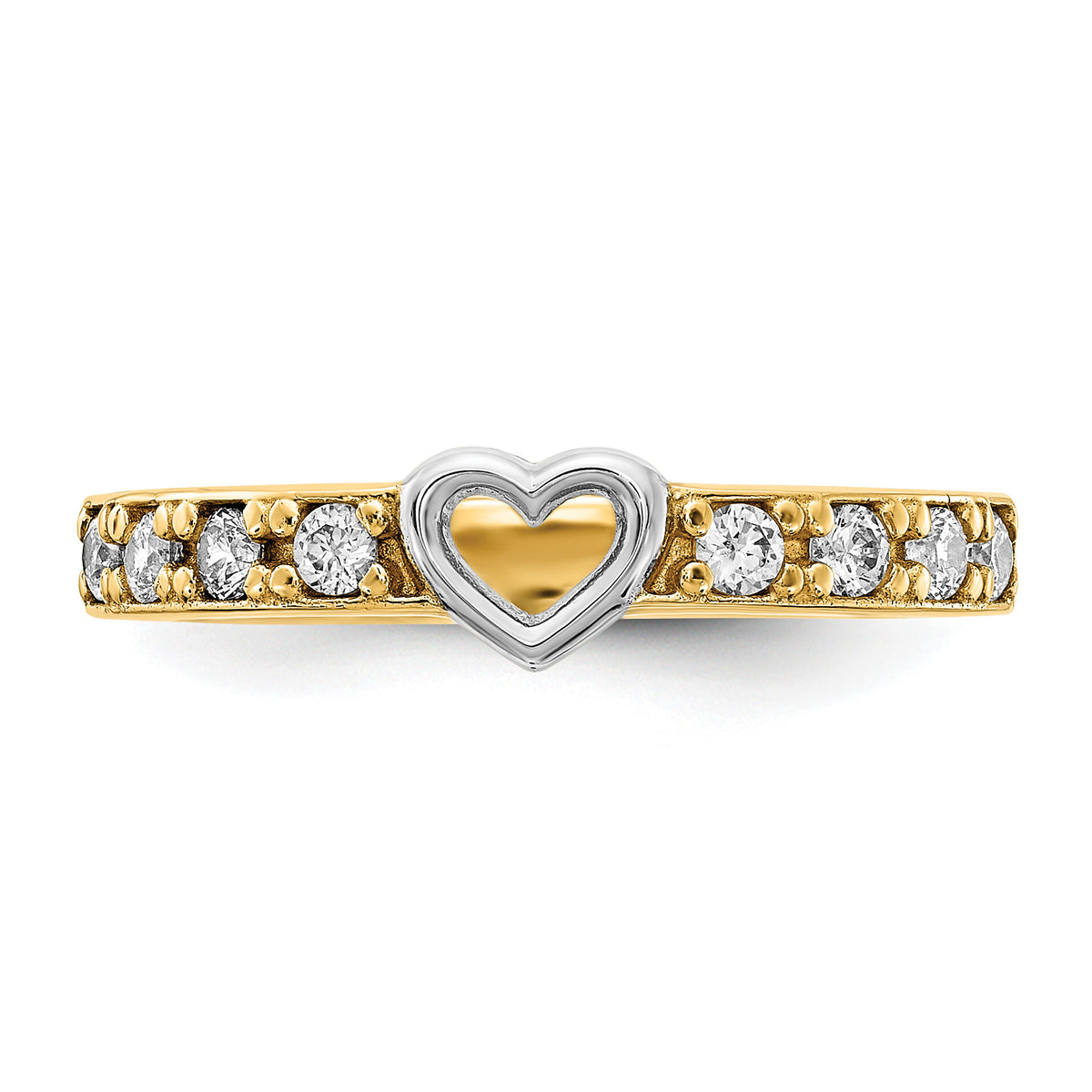 14K & White Rhodium CZ Heart Ring-R954