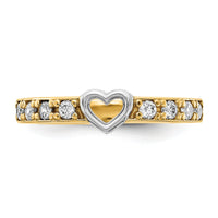 14K & White Rhodium CZ Heart Ring-R954