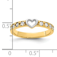 14K & White Rhodium CZ Heart Ring-R954