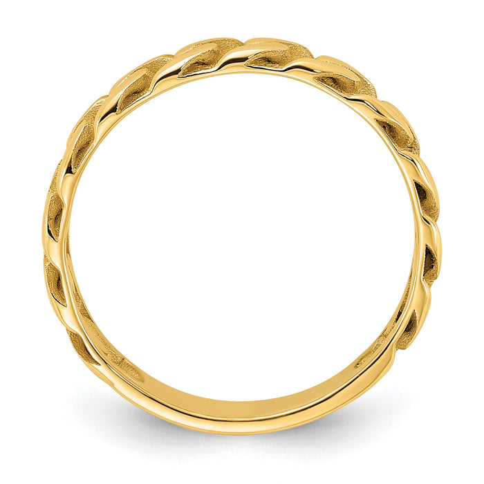 14k Polished 4mm Curb Link Ring-R970
