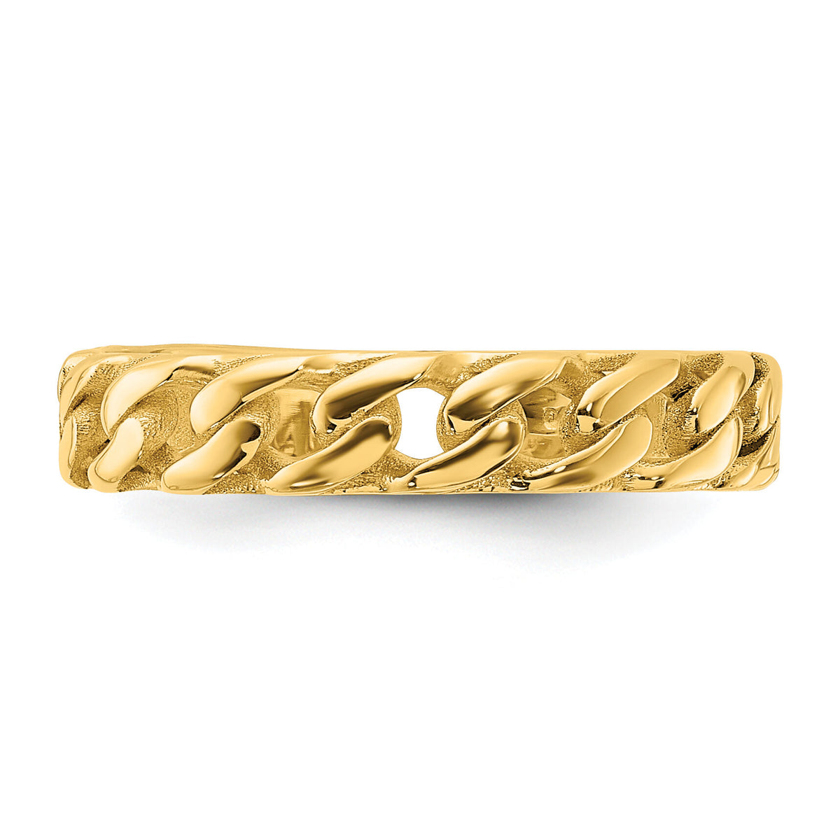 14k Polished 4mm Curb Link Ring-R970