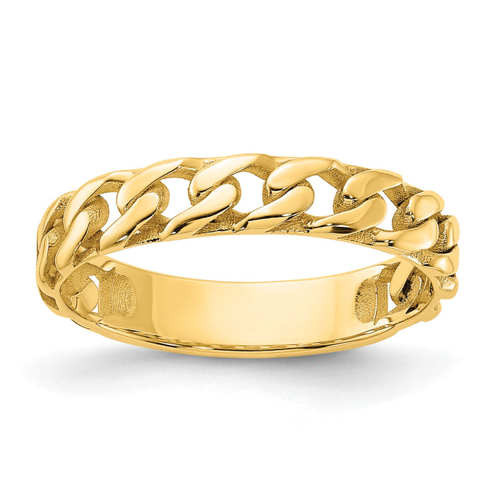 14k Polished 4mm Curb Link Ring-R970