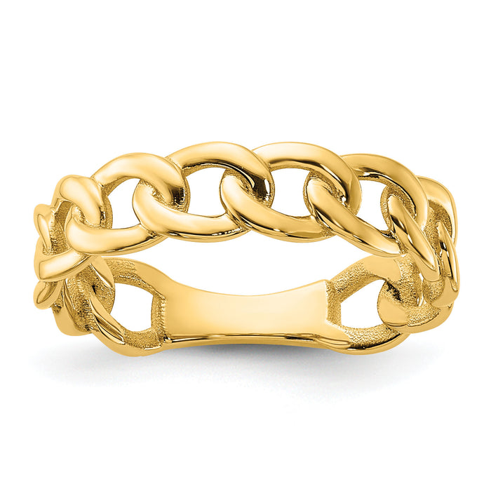 14k Polished 5mm Curb Link Ring-R971