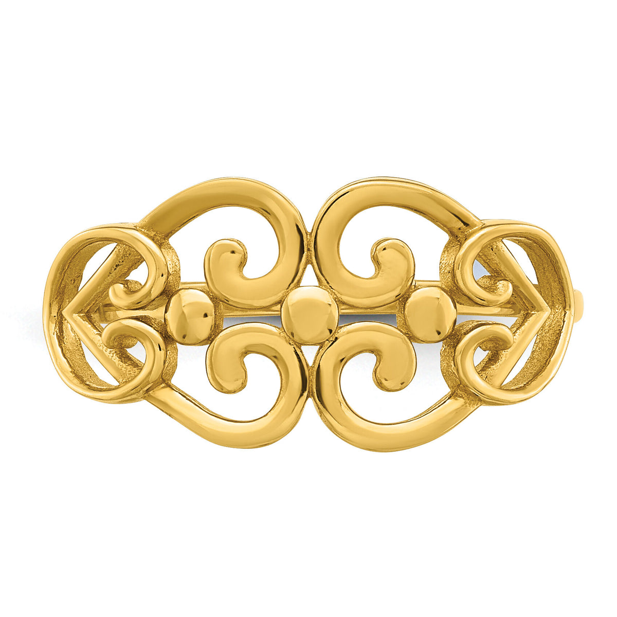 14k Polished Cut Out Fancy Hearts Design Ring-R973