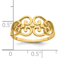 14k Polished Cut Out Fancy Hearts Design Ring-R973