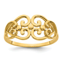 14k Polished Cut Out Fancy Hearts Design Ring-R973