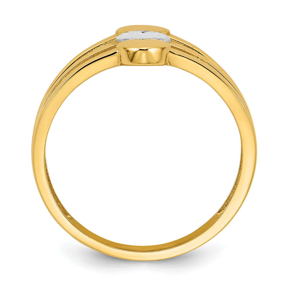 14k w/White Rhodium Polished & D/C Three Hearts Ring-R974