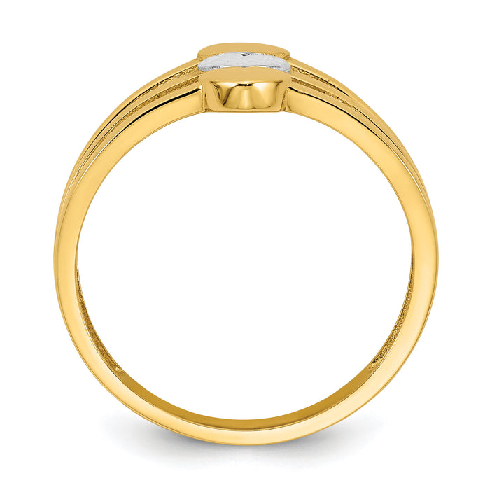 14k w/White Rhodium Polished & D/C Three Hearts Ring-R974