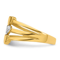 14k w/White Rhodium Polished & D/C Three Hearts Ring-R974