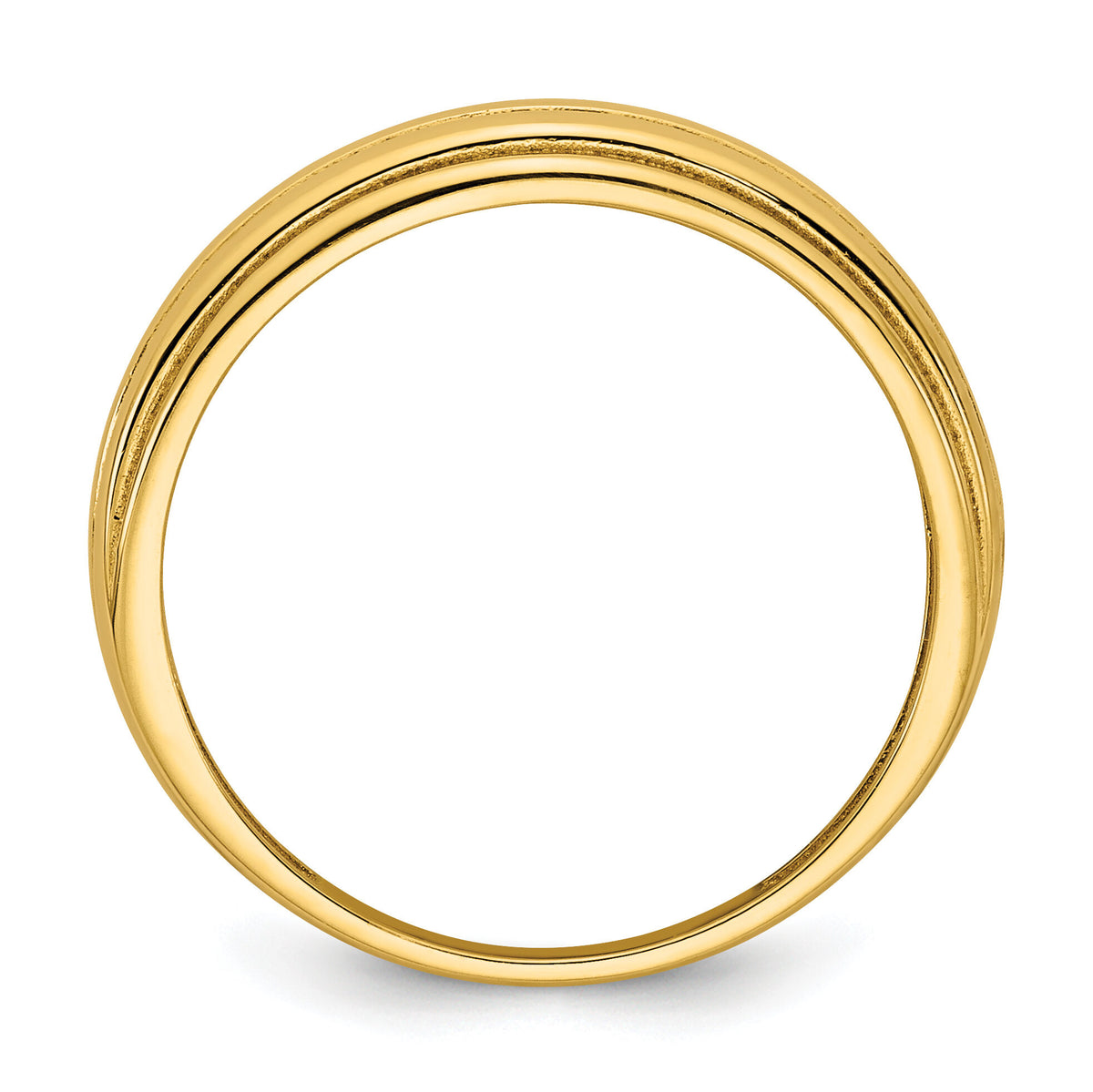 14k Polished Grooved Graduated Ring-R977