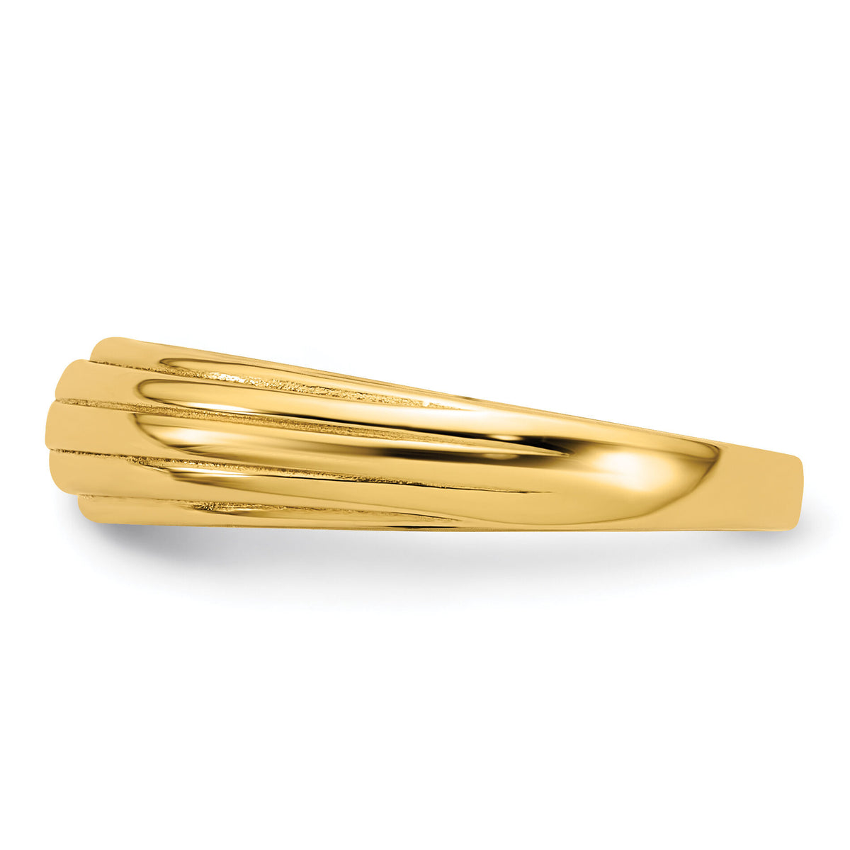 14k Polished Grooved Graduated Ring-R977