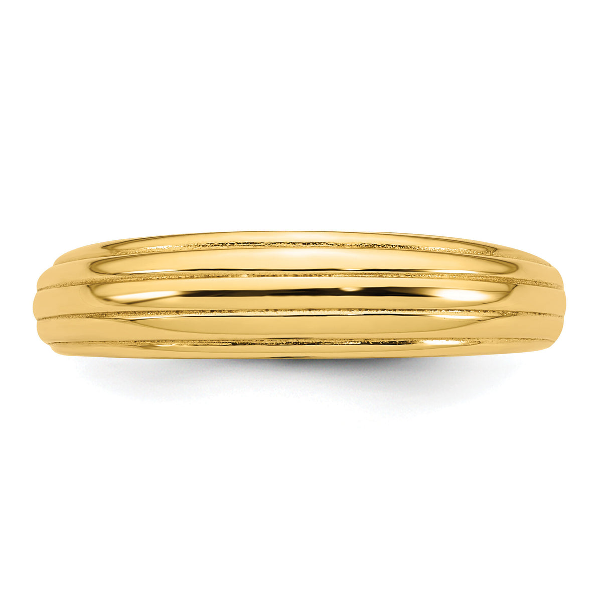 14k Polished Grooved Graduated Ring-R977