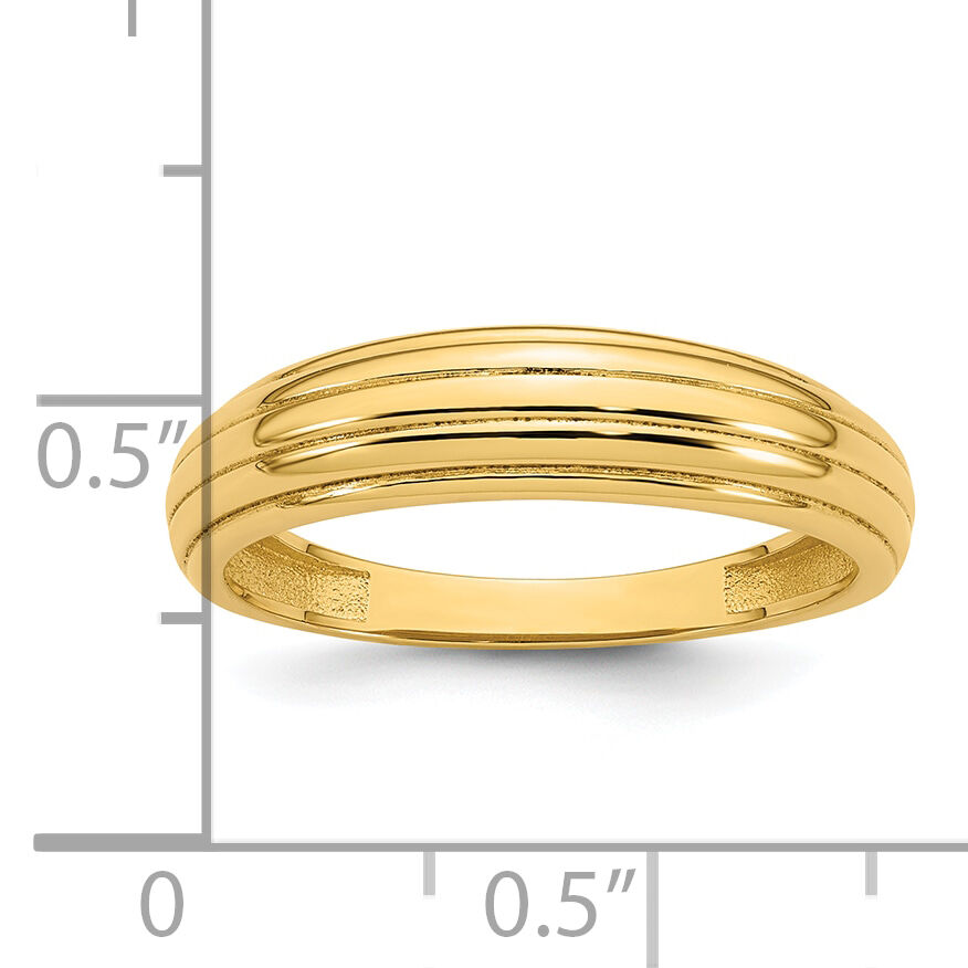 14k Polished Grooved Graduated Ring-R977