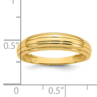 14k Polished Grooved Graduated Ring-R977