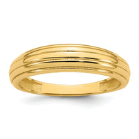 14k Polished Grooved Graduated Ring-R977