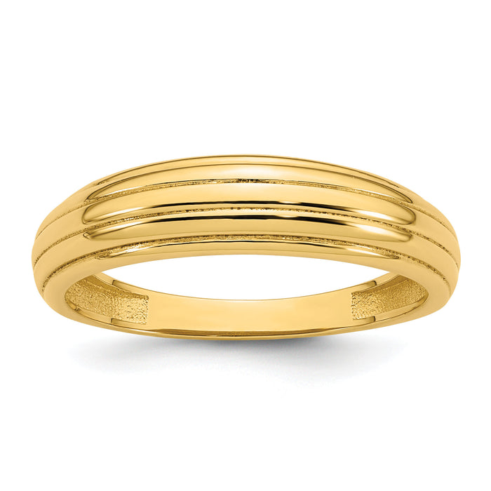 14k Polished Grooved Graduated Ring-R977