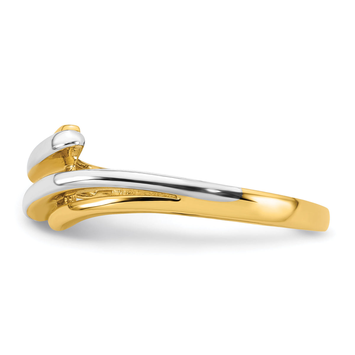 14k w/ White Rhodium Polished Bypass Ring-R978