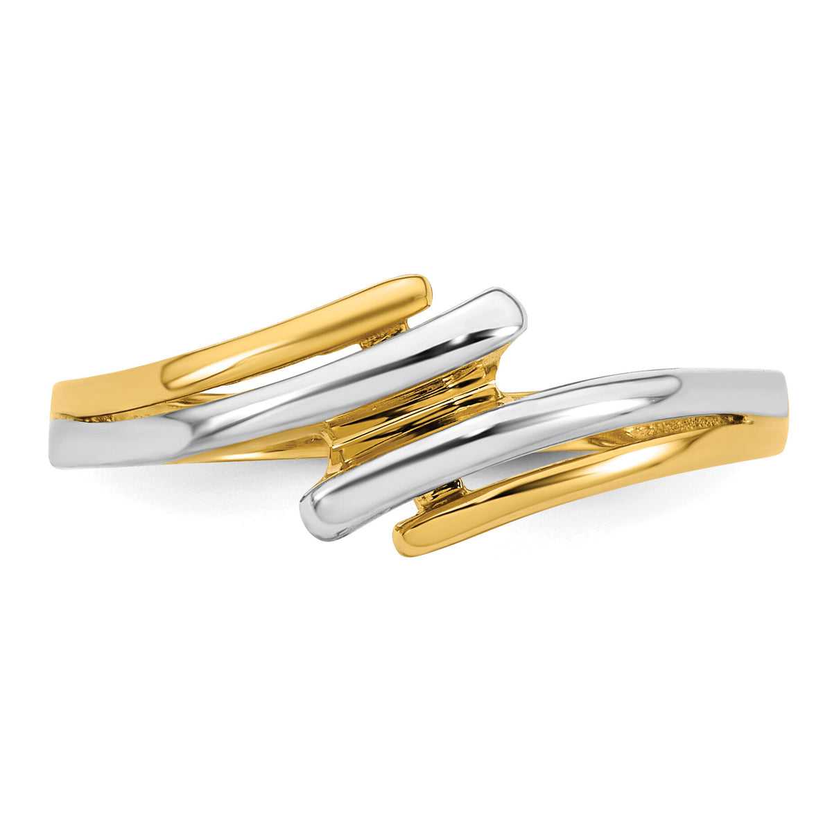 14k w/ White Rhodium Polished Bypass Ring-R978