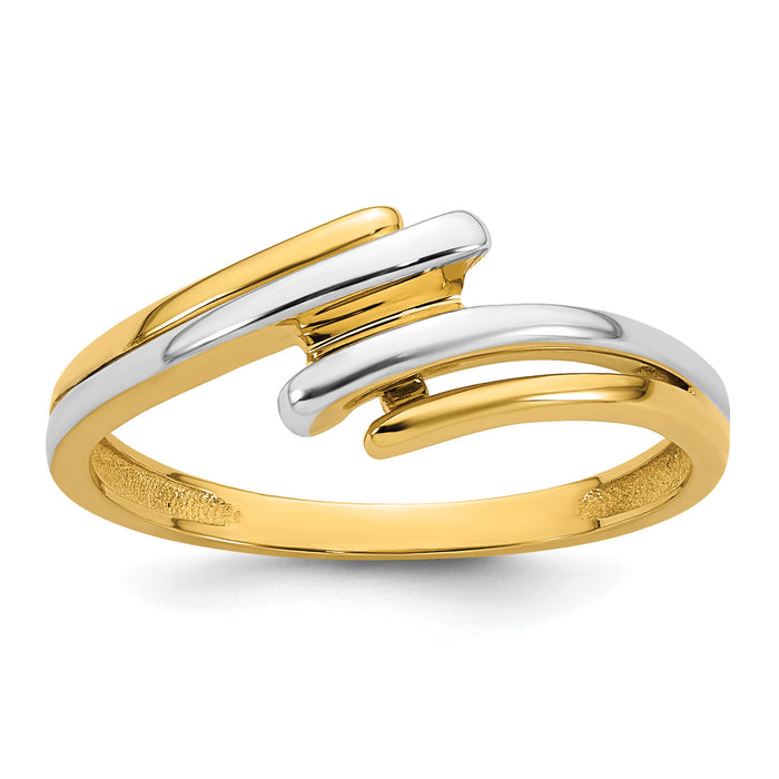 14k w/ White Rhodium Polished Bypass Ring-R978