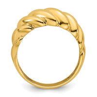 14K Polished Twisted Domed Ring-R979