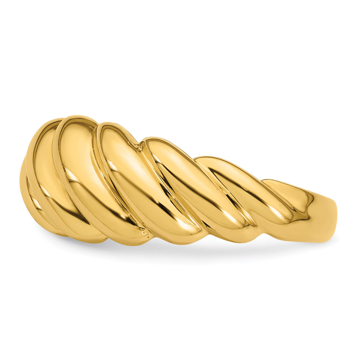 14K Polished Twisted Domed Ring-R979