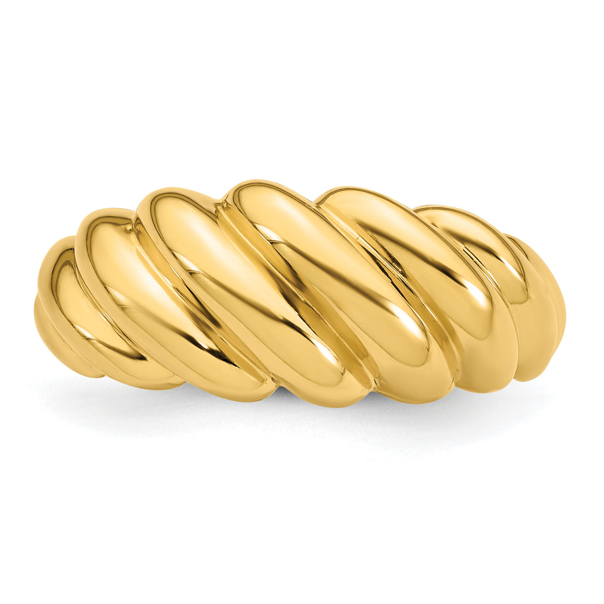 14K Polished Twisted Domed Ring-R979