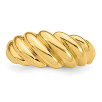 14K Polished Twisted Domed Ring-R979