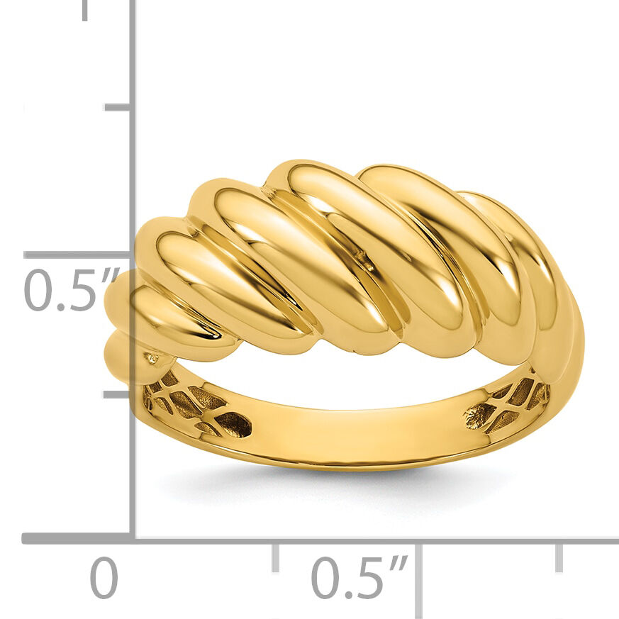 14K Polished Twisted Domed Ring-R979