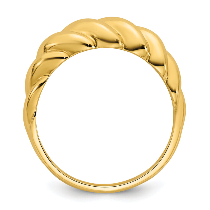 14K Polished Twisted Domed Ring-R980