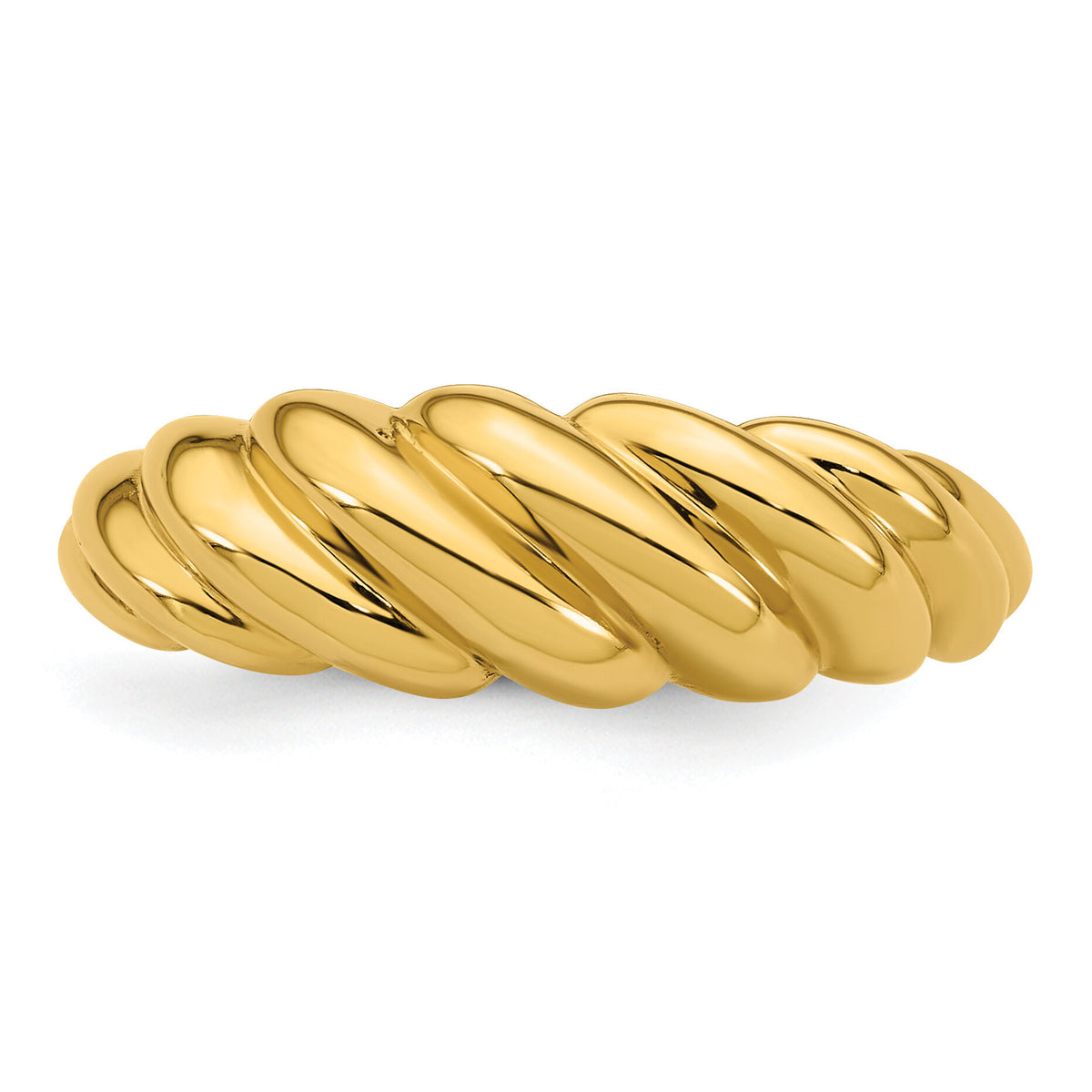 14K Polished Twisted Domed Ring-R980