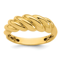 14K Polished Twisted Domed Ring-R980