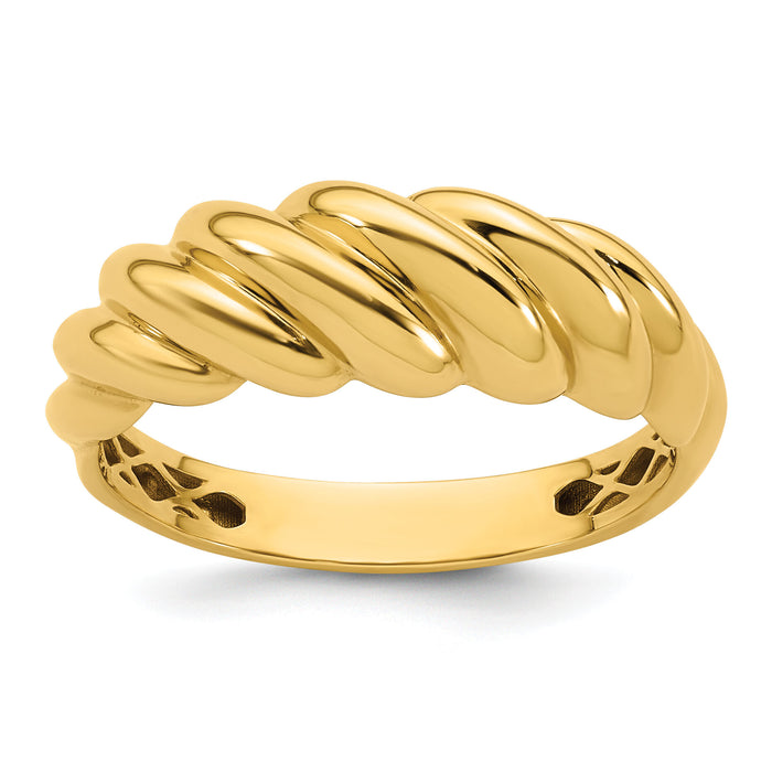 14K Polished Twisted Domed Ring-R980