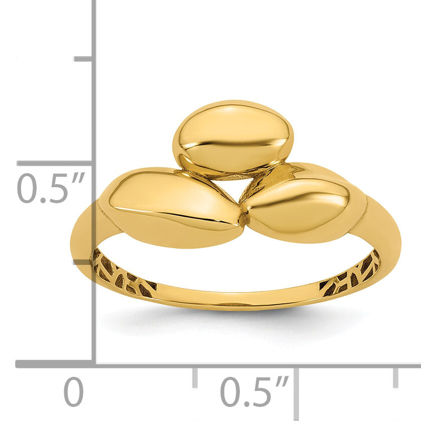 14k Polished Trio Domed Ring-R982