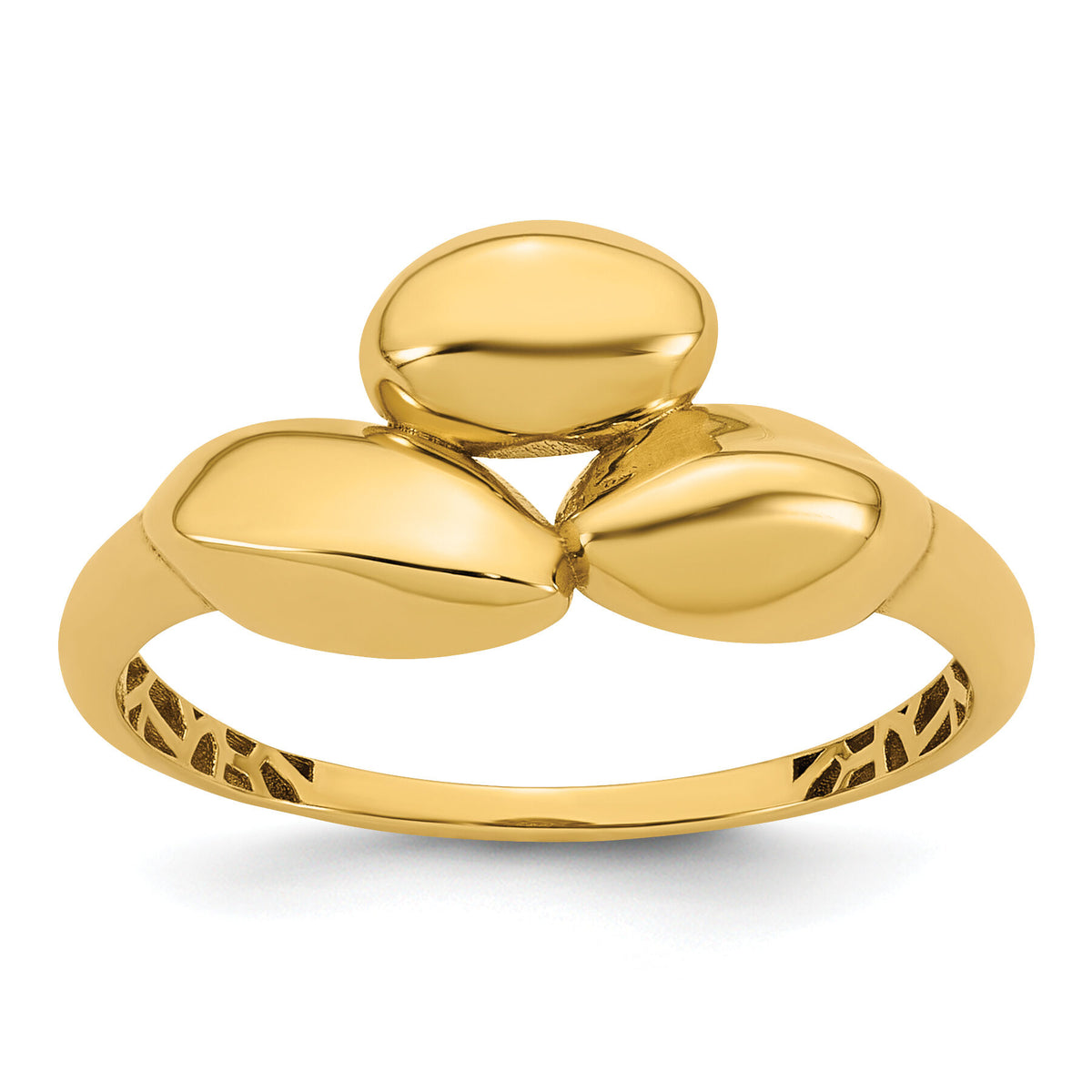 14k Polished Trio Domed Ring-R982