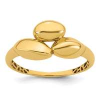 14k Polished Trio Domed Ring-R982