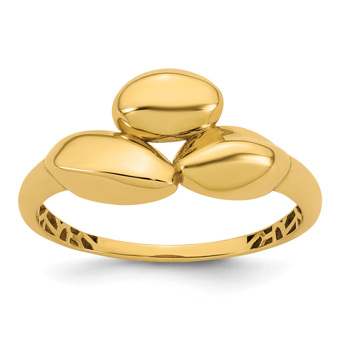 14k Polished Trio Domed Ring-R982