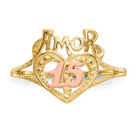 14k Two-Tone Amor 15 Heart Ring-R99