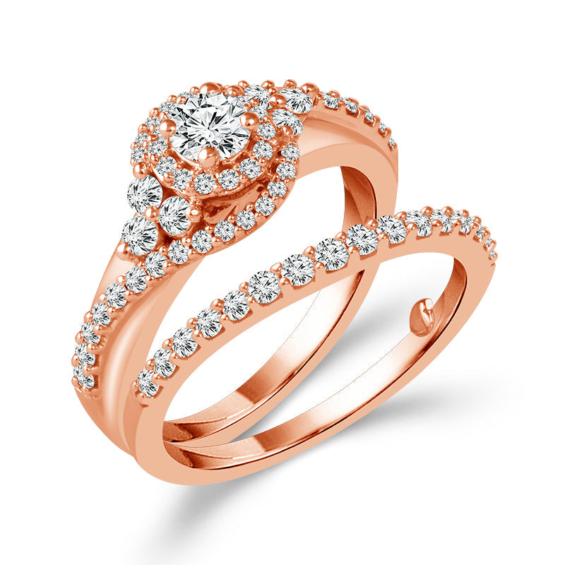 Diamond Bridal Set 1 ct tw 10k Rose Gold-RB5226TPA45J0P