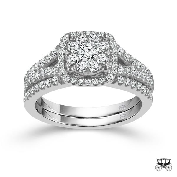 Diamond Bridal Set 1 ct tw 14k White Gold-RB6327FTB56W4