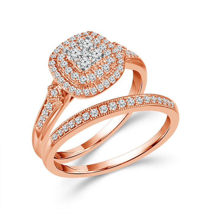 Diamond Bridal Set 0.5 ct tw 10k Rose Gold-RB6773A78P0
