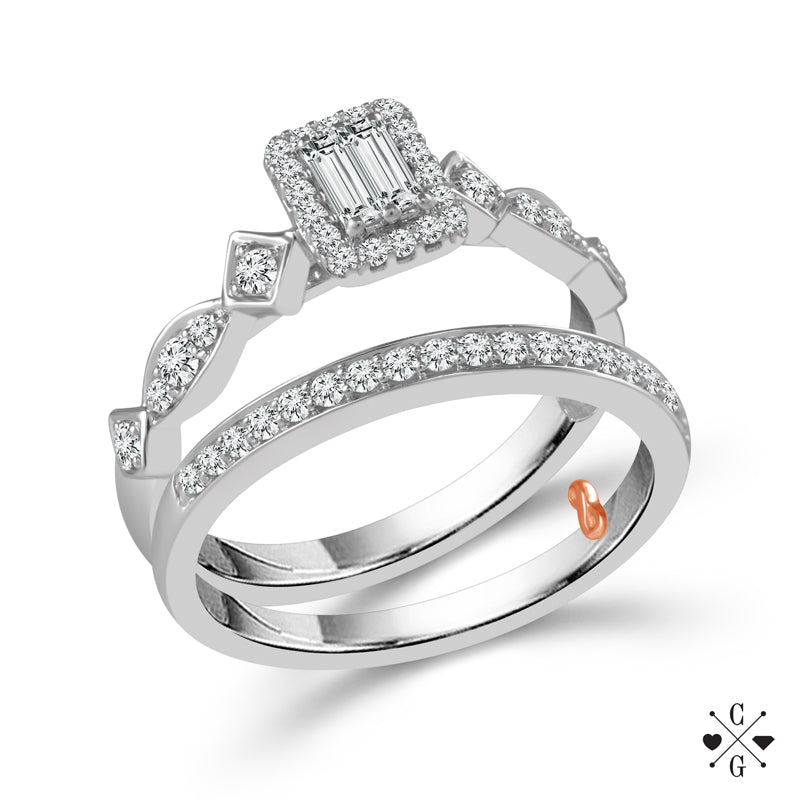 Diamond Bridal Set 0.50 ct tw Center BGA 10k White Gold-RB6931TPA44W0
