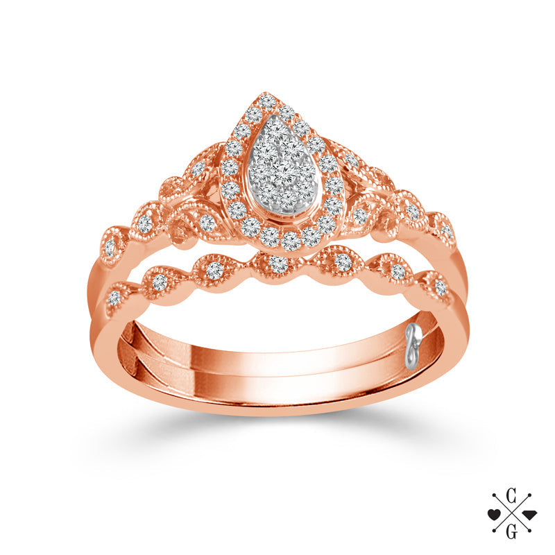 Diamond Bridal Set 0.16 ct tw Center RD 10k Rose Gold-RB6952A78P0