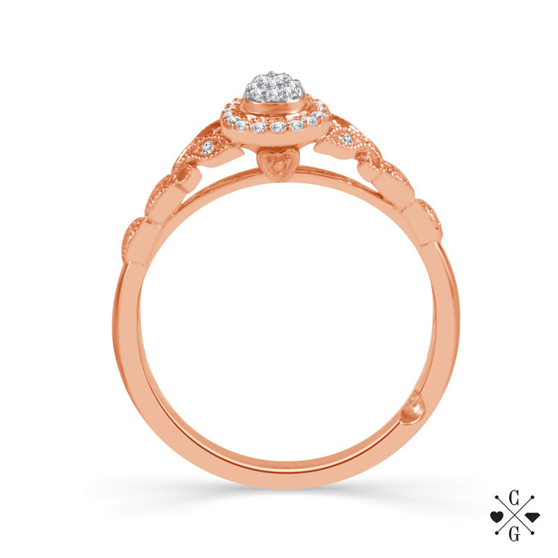 Diamond Bridal Set 0.16 ct tw Center RD 10k Rose Gold-RB6952A78P0