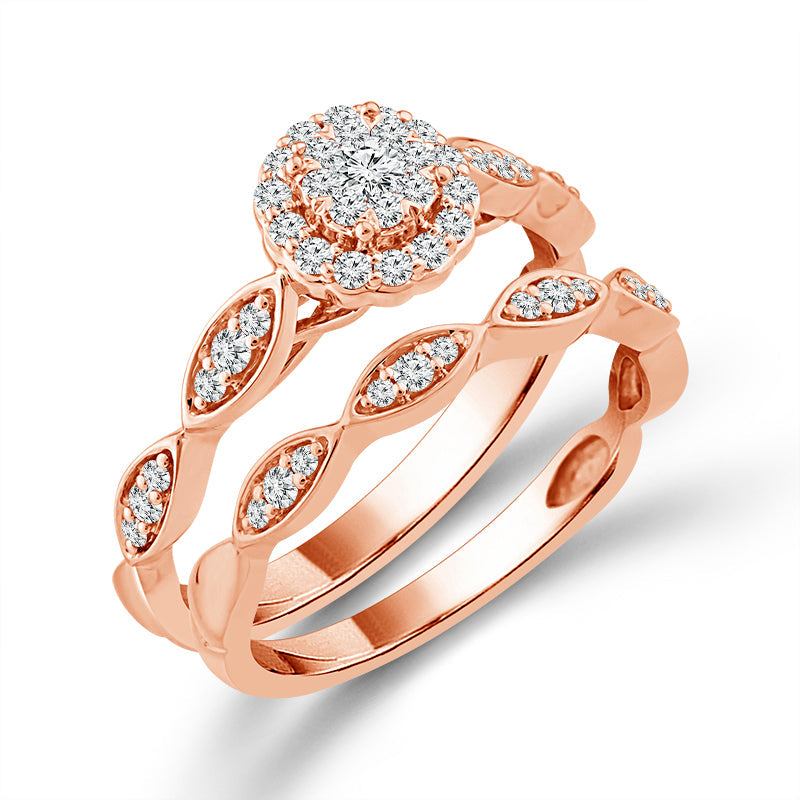 Diamond Bridal Set 0.4 ct tw 10k Rose Gold-RB9200A78P0