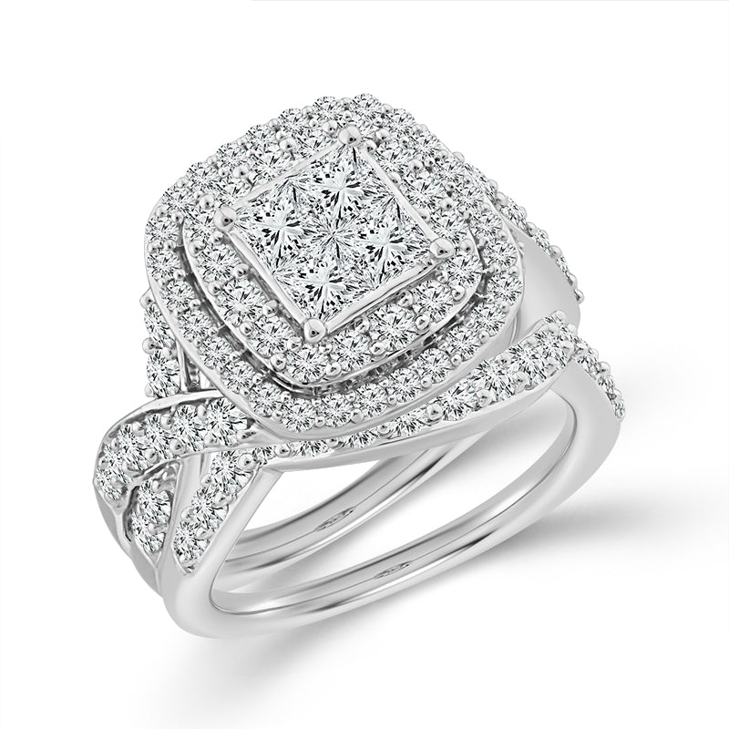 Diamond Bridal Set 2 ct tw Center PC 14k White Gold-RB9285FTA68W4