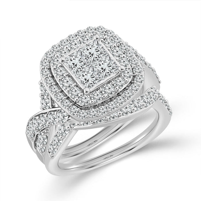 Diamond Bridal Set 2 ct tw Center PC 14k White Gold-RB9285FTA68W4