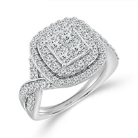 Diamond Bridal Set 2 ct tw Center PC 14k White Gold-RB9285FTA68W4