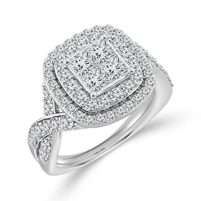 Diamond Bridal Set 2 ct tw Center PC 14k White Gold-RB9285FTA68W4