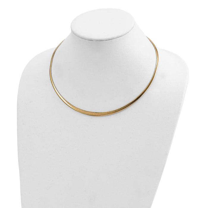 14k w/Rhodium 3/6mm Graduated Reversible Omega Necklace-RDG6-16