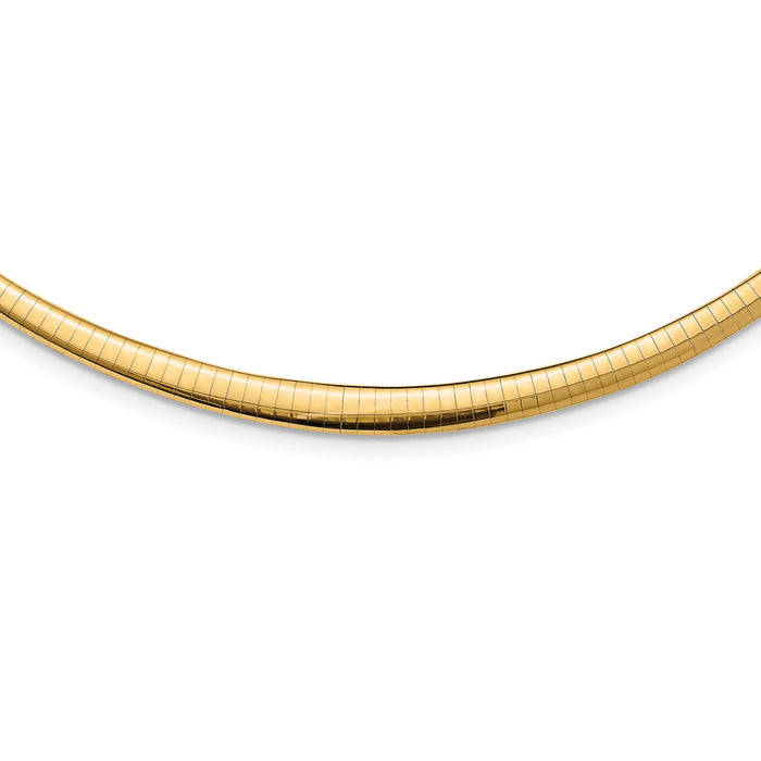 14k w/Rhodium 3/6mm Graduated Reversible Omega Necklace-RDG6-18
